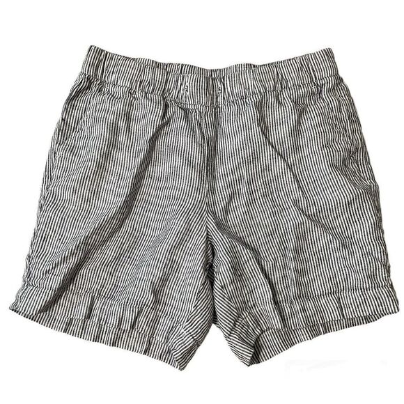 Talbots Striped Linen Pullon Shorts Small Black White MISSING DRAWSTRING - Picture 1 of 7